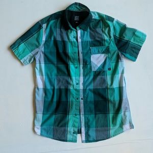 Teal Plaid Button up Shirt - Medium